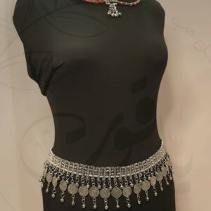 طوق فضي بخرز احمر-حزام فضي قطعتين 2