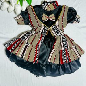 فستان بناتي اسود منقوش (2-10)