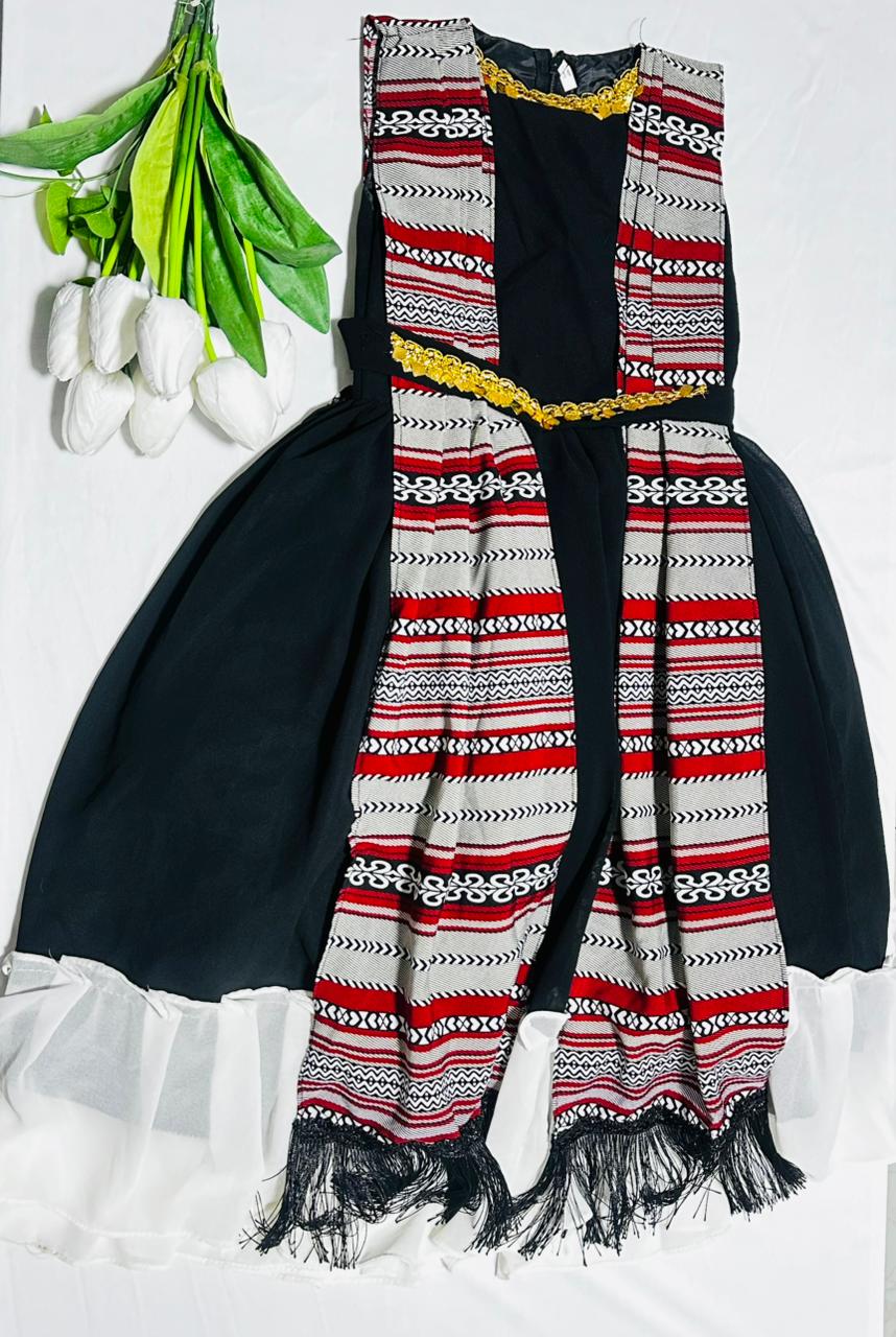 فستان اسود وشال رمادي بناتي (2-10)